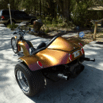 Colorshift Pearl 4739OR. Orange Gold Red sprayed on a Trike.