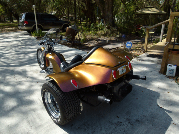 Colorshift Pearl 4739OR. Orange Gold Red sprayed on a Trike.
