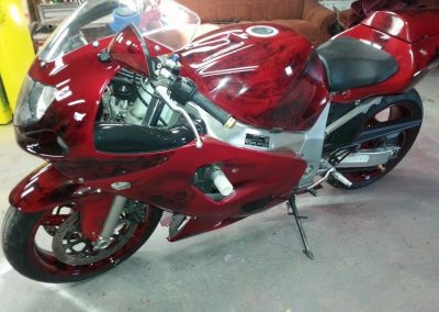 Candy Red GSXR painted using several PWP products.