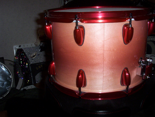 Rose Red DIY Paint Colors on Drum Set by DMR Drums.