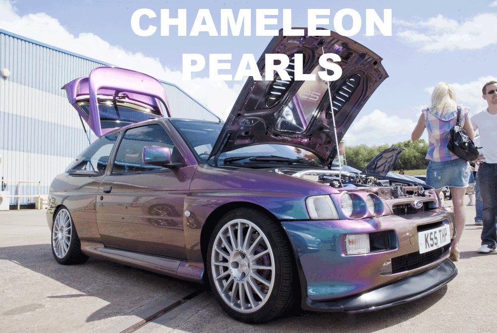 ColorShift Pearls in every multi-color option here. Works in paint, powder coat, even nail polish and shoe polish. Try our Chameleon Colors!