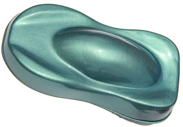 Teal green DIY Paint Colors painted on a speed shape. Use in any custom coating.