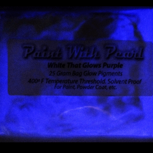 White Glows Purple glow in the dark pigment. Mix into any paint or other coatings.