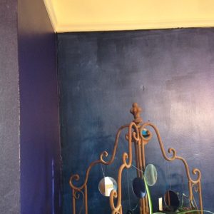 Dining Room Walls painted with Blue to Purple chameleon. Faux Finish.